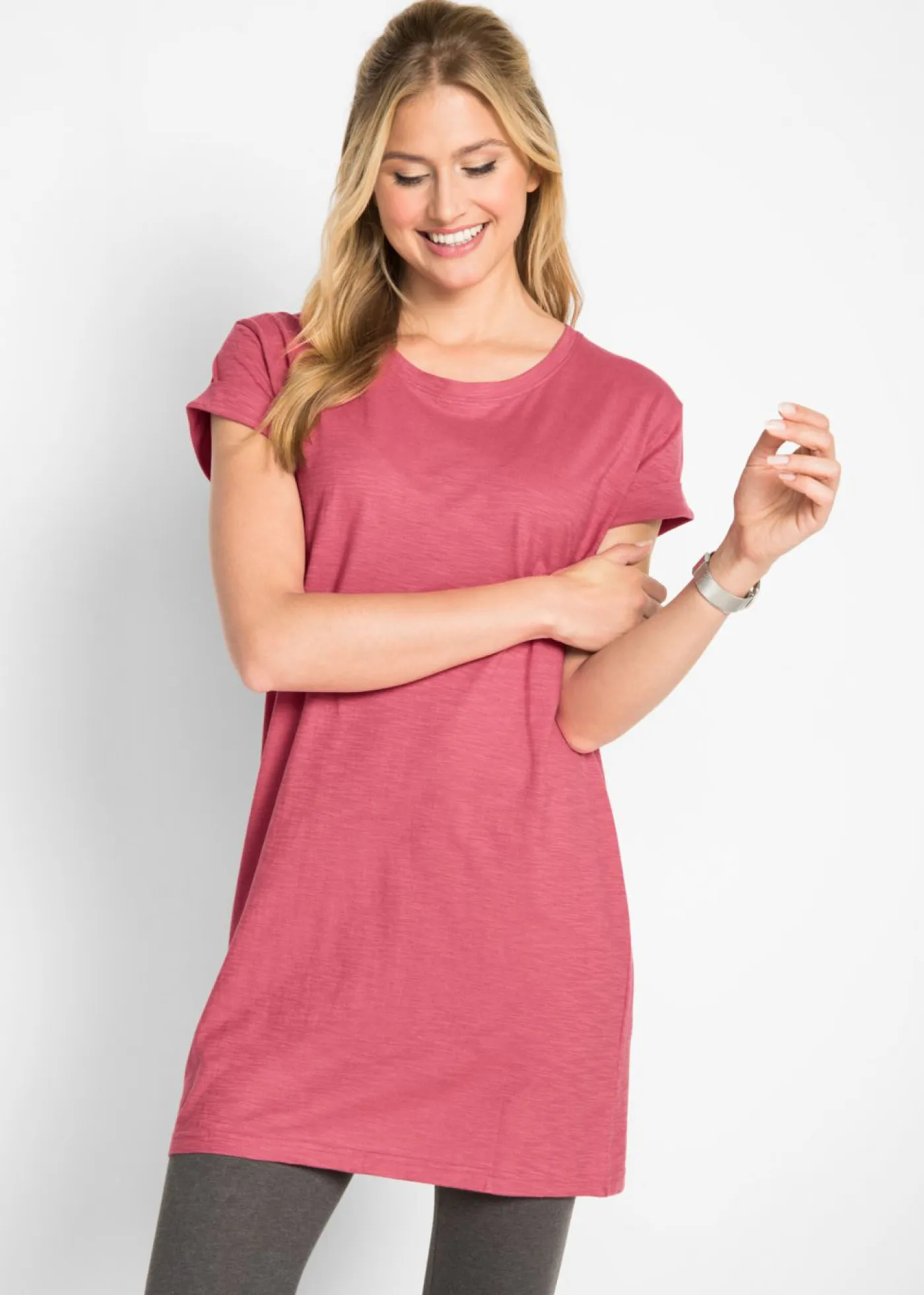 Online Camiseta larga de algodón puro Mujer Básicos|Camisetas