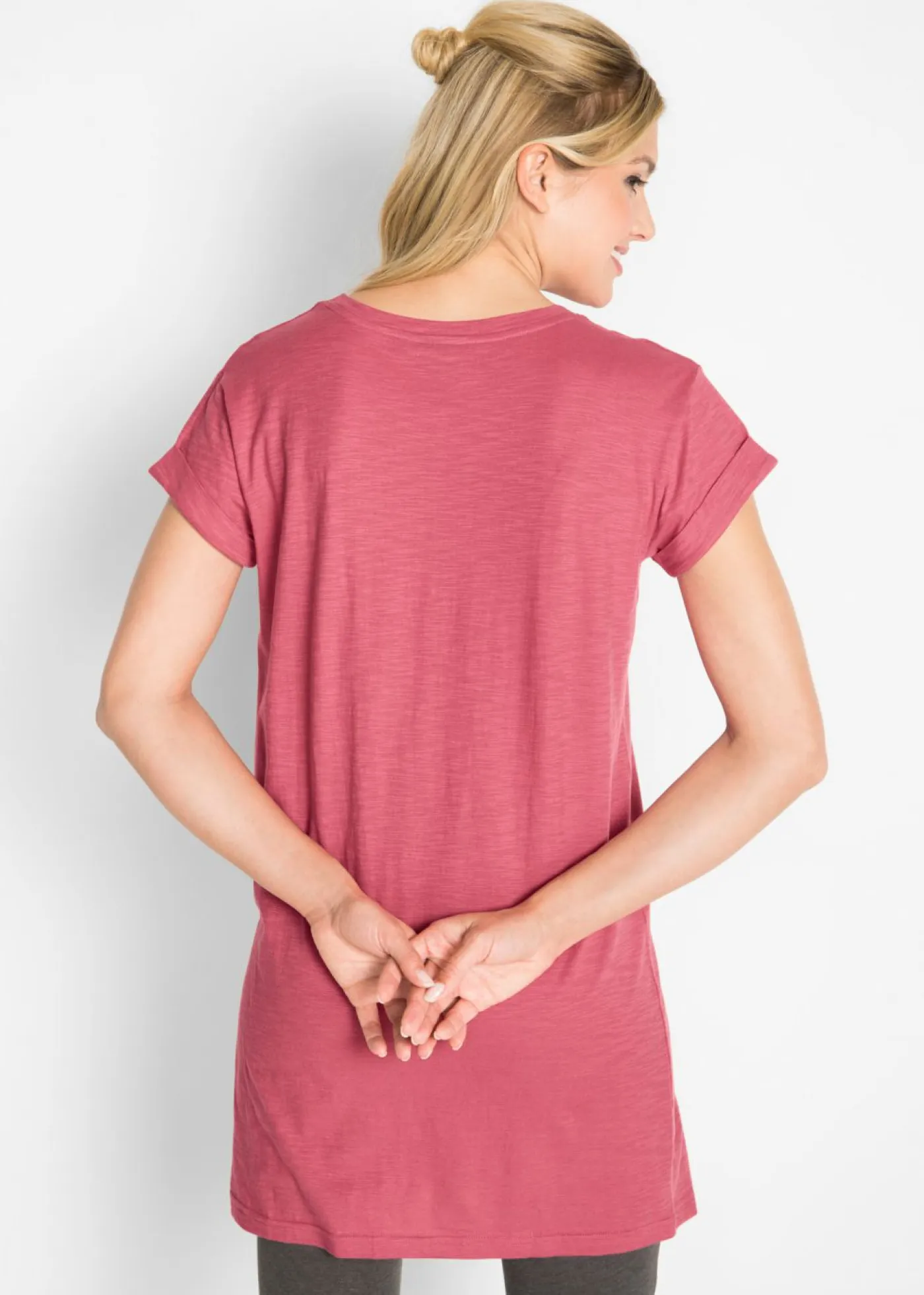 Online Camiseta larga de algodón puro Mujer Básicos|Camisetas