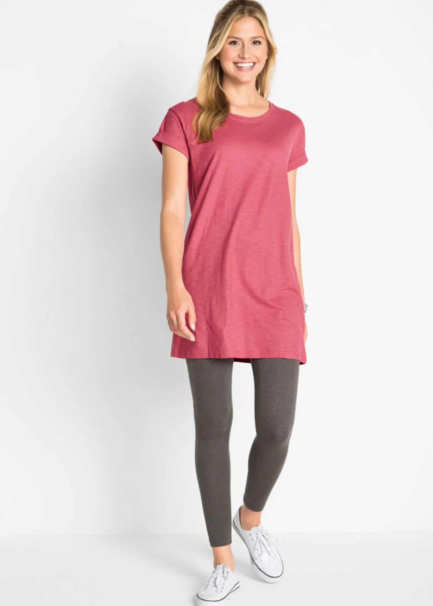 Online Camiseta larga de algodón puro Mujer Básicos|Camisetas