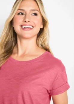 Online Camiseta larga de algodón puro Mujer Básicos|Camisetas