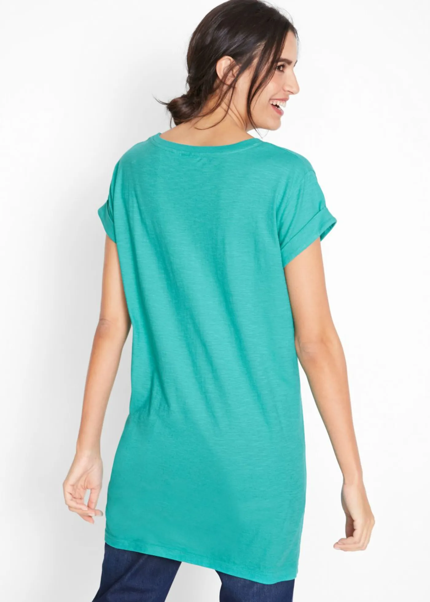 Clearance Camiseta larga de algodón puro Mujer Básicos|Camisetas