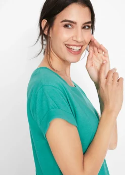 Clearance Camiseta larga de algodón puro Mujer Básicos|Camisetas