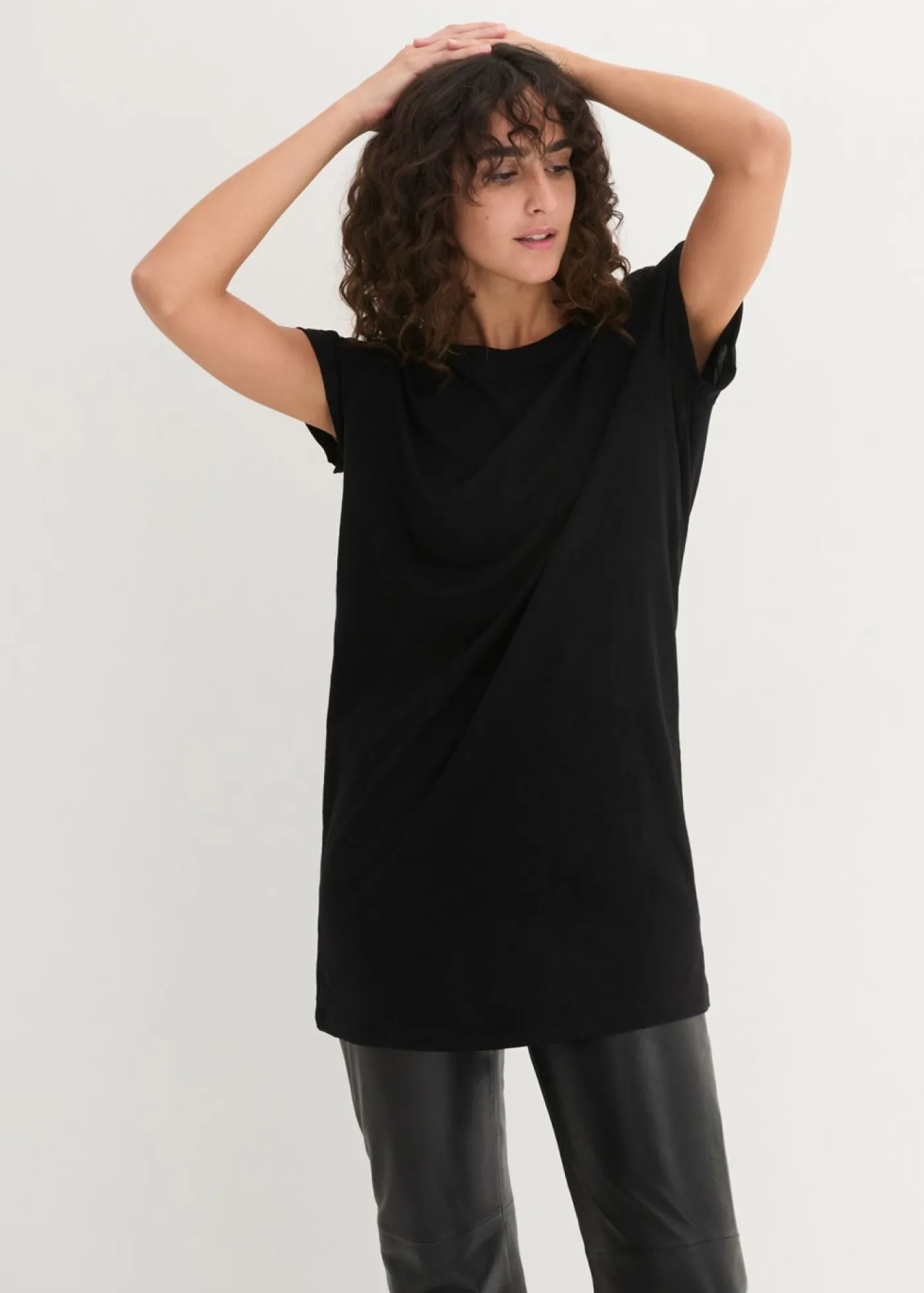 Hot Camiseta larga de algodón puro Mujer Básicos|Camisetas