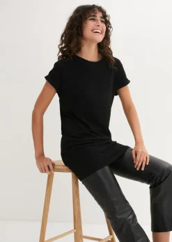 Hot Camiseta larga de algodón puro Mujer Básicos|Camisetas