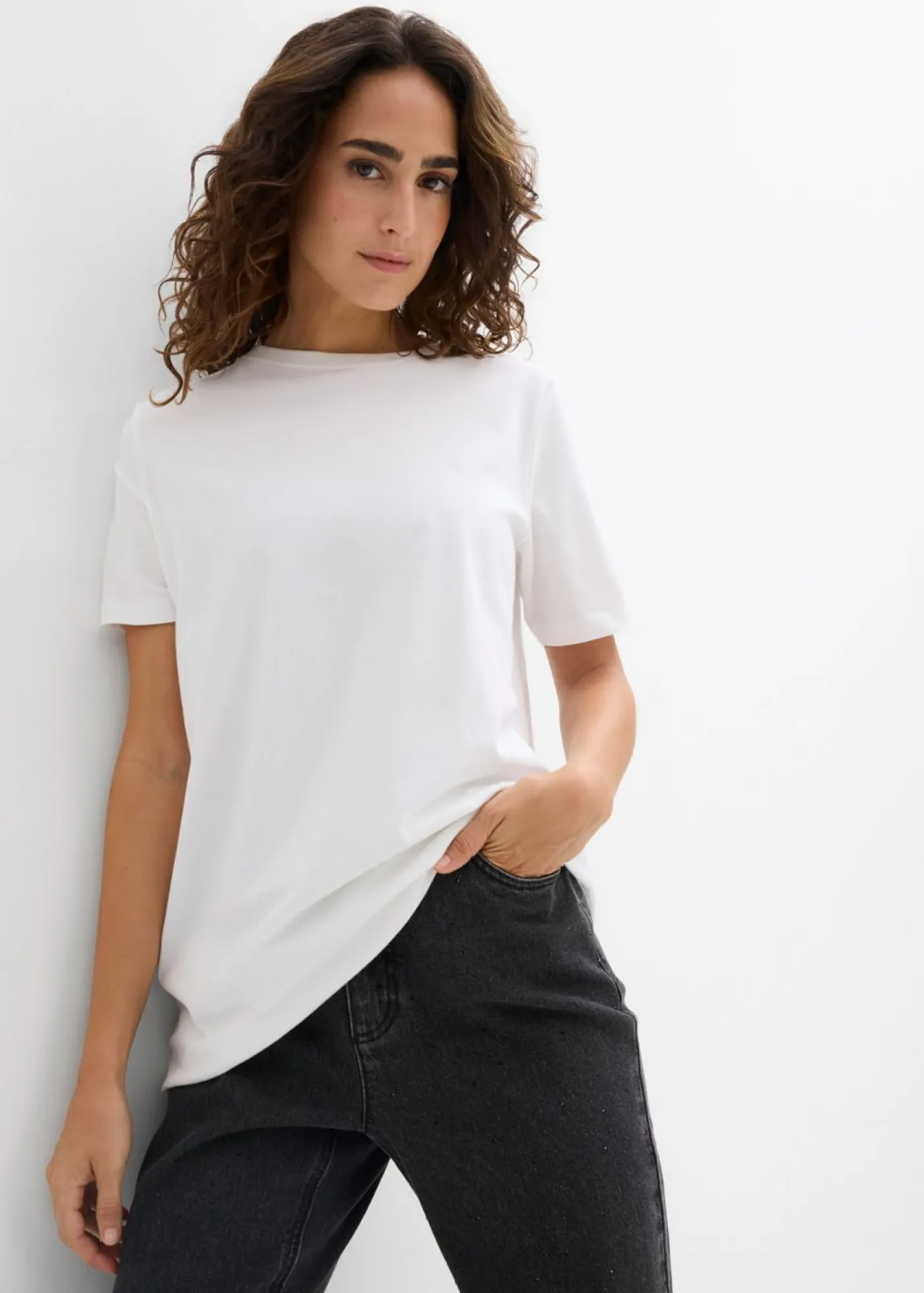Online Camiseta larga de algodón orgánico puro (2 unidades) Mujer Básicos|Camisetas