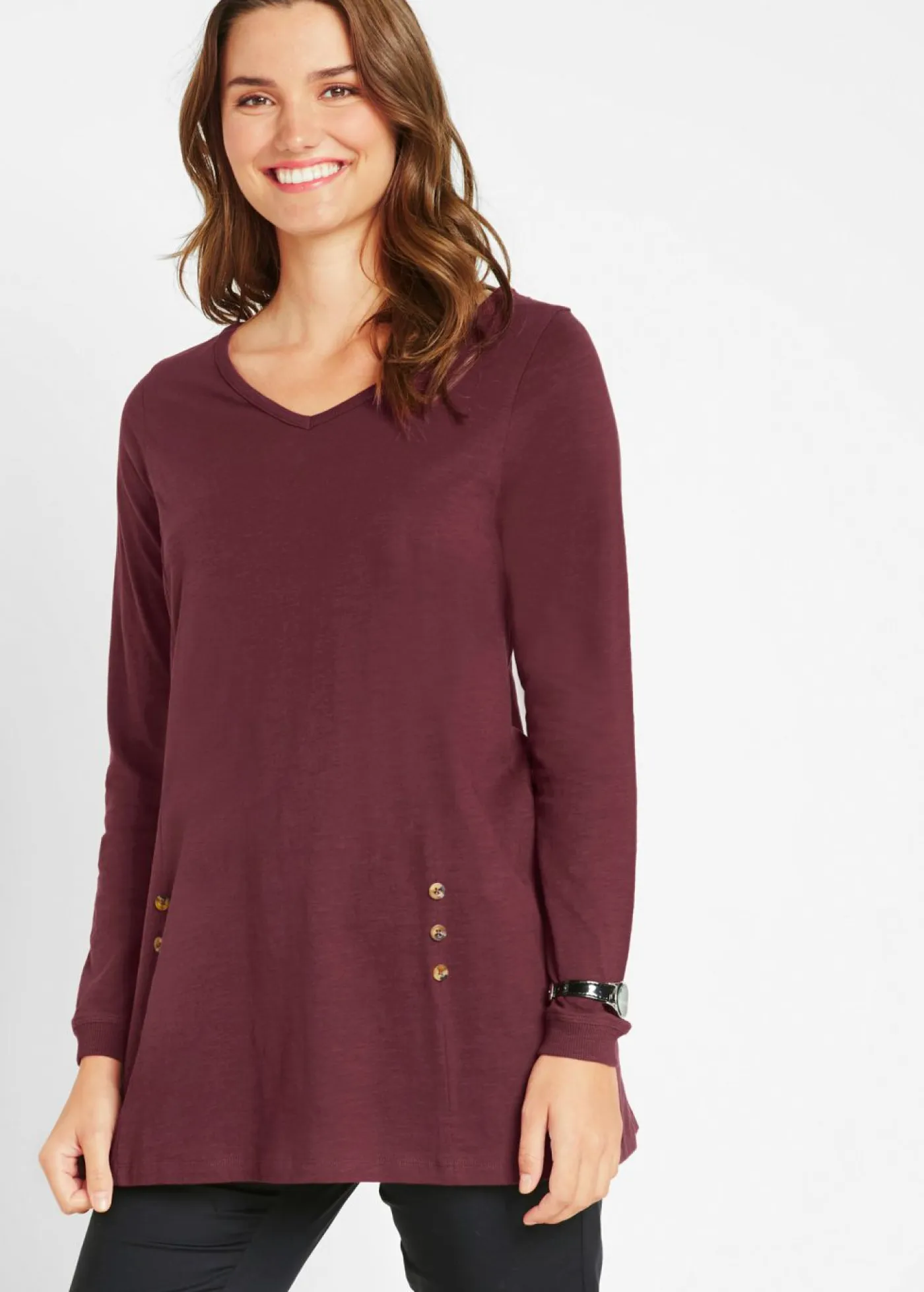 Camiseta larga de algodón puro Mujer Camisetas