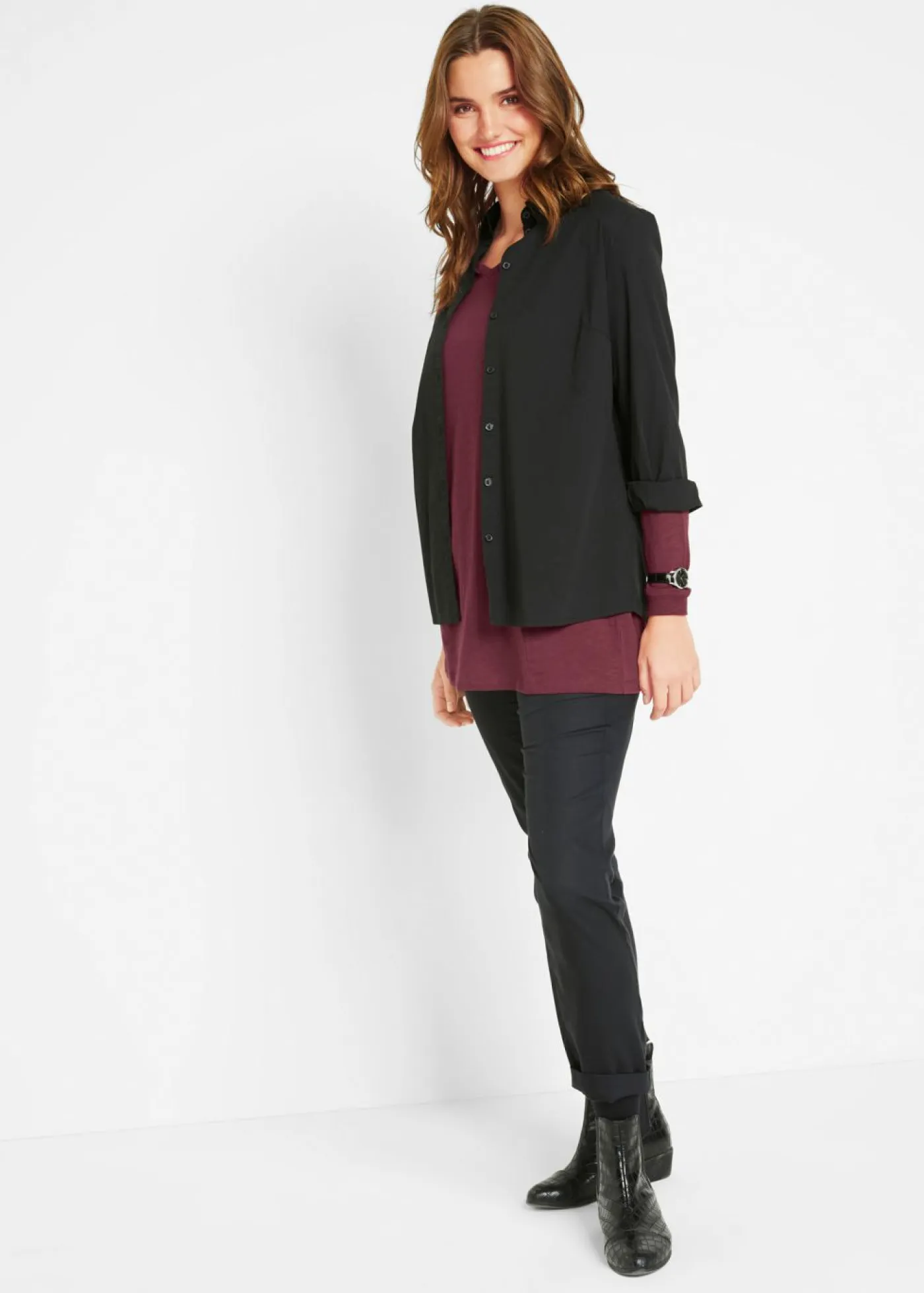 Camiseta larga de algodón puro Mujer Camisetas