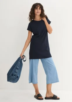 Online Camiseta larga de algodón puro Mujer Básicos|Camisetas