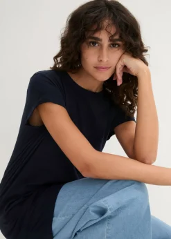 Online Camiseta larga de algodón puro Mujer Básicos|Camisetas