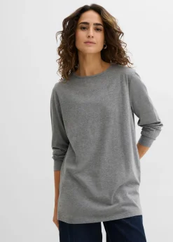 Camiseta larga de algodón orgánico puro Mujer Básicos|Camisetas
