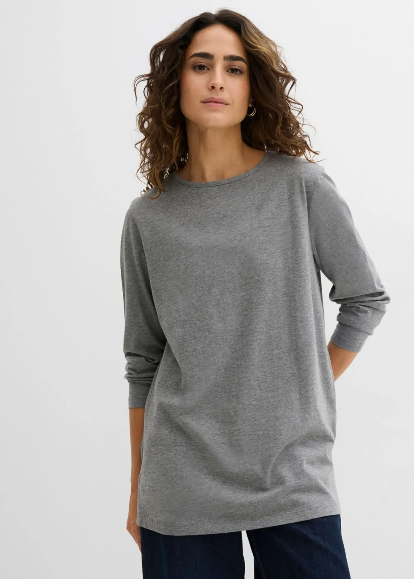 Camiseta larga de algodón orgánico puro Mujer Básicos|Camisetas