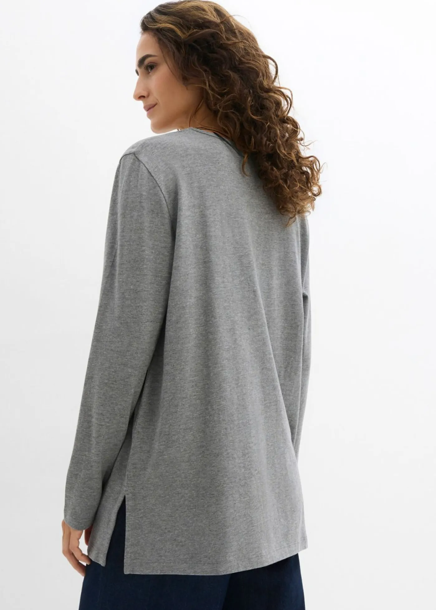 Camiseta larga de algodón orgánico puro Mujer Básicos|Camisetas