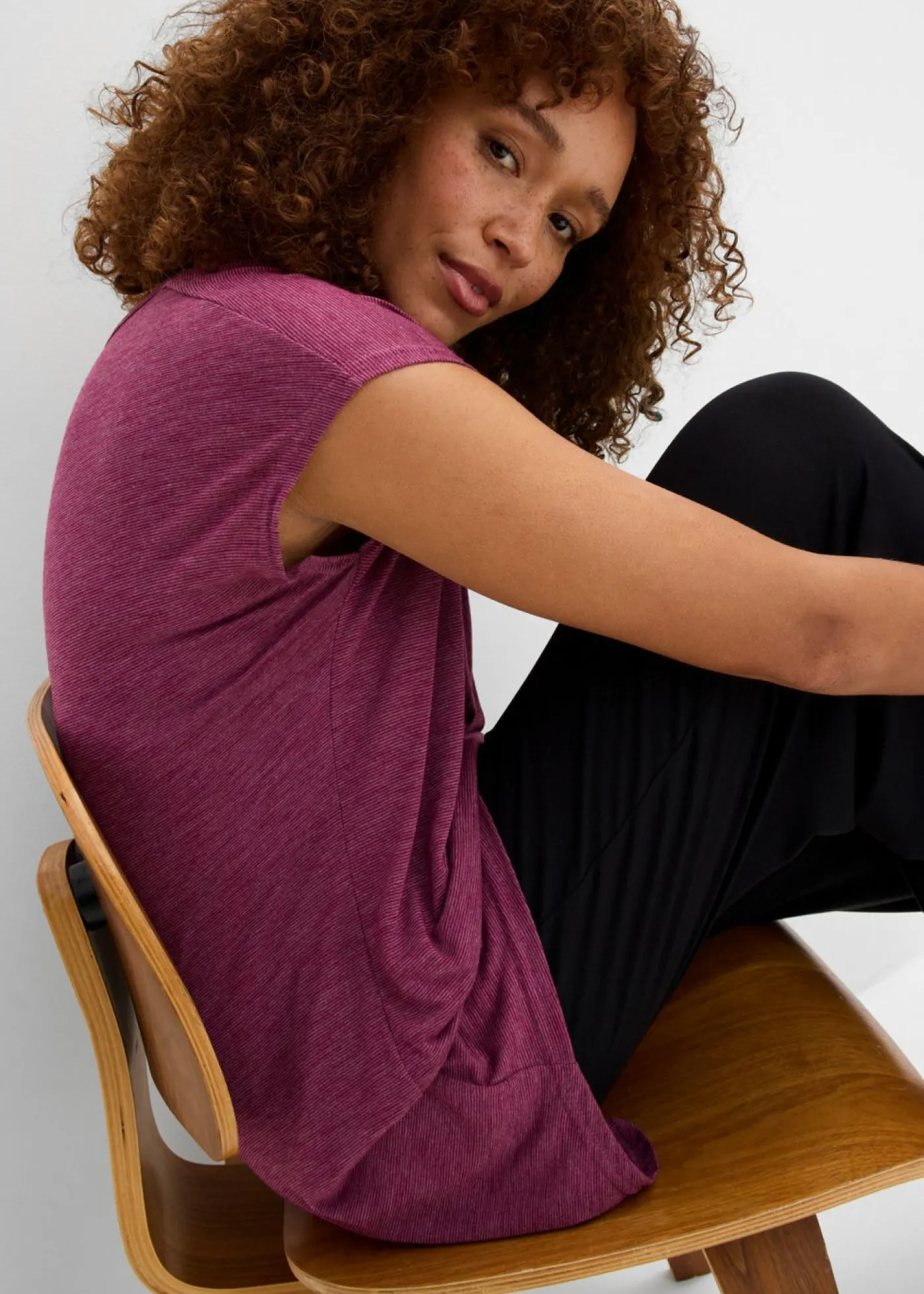 New Camiseta larga de mezcla de viscosa Mujer Camisetas