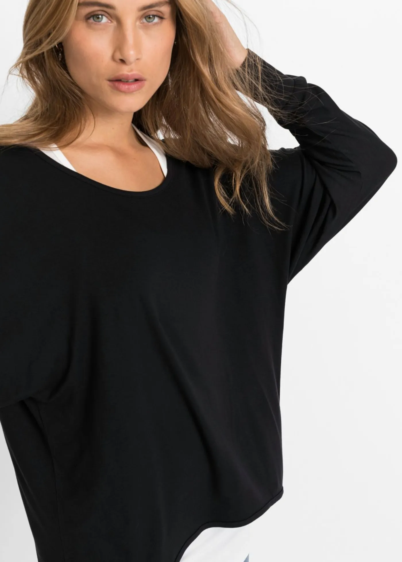 Best Camiseta larga de mezcla de viscosa Mujer Camisetas