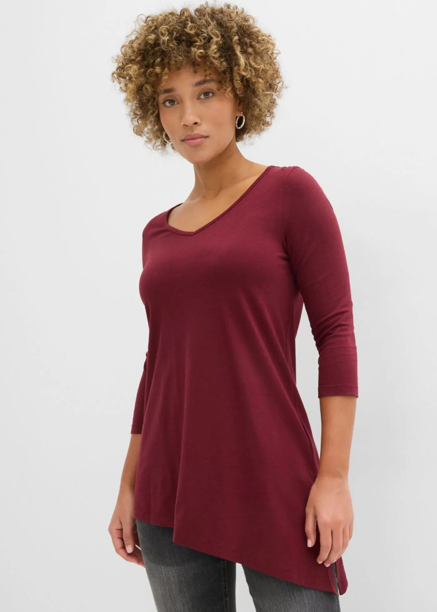 Clearance Camiseta larga de mezcla de viscosa y algodón Mujer Camisetas|Novedades