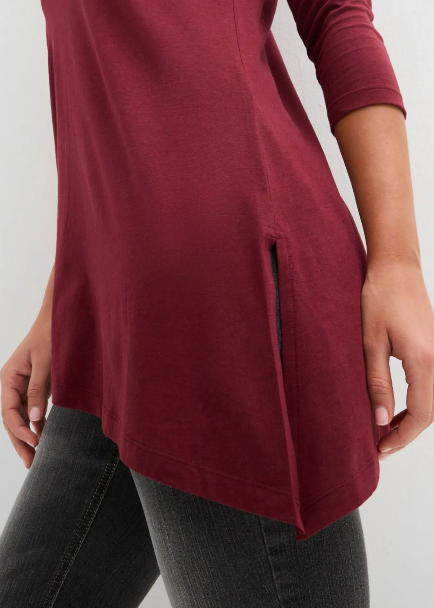 Clearance Camiseta larga de mezcla de viscosa y algodón Mujer Camisetas|Novedades