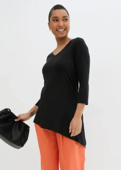 Outlet Camiseta larga de mezcla de viscosa y algodón Mujer Camisetas|Novedades