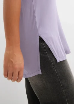 Sale Camiseta larga de mezcla de viscosa sostenible Mujer Camisetas|Novedades