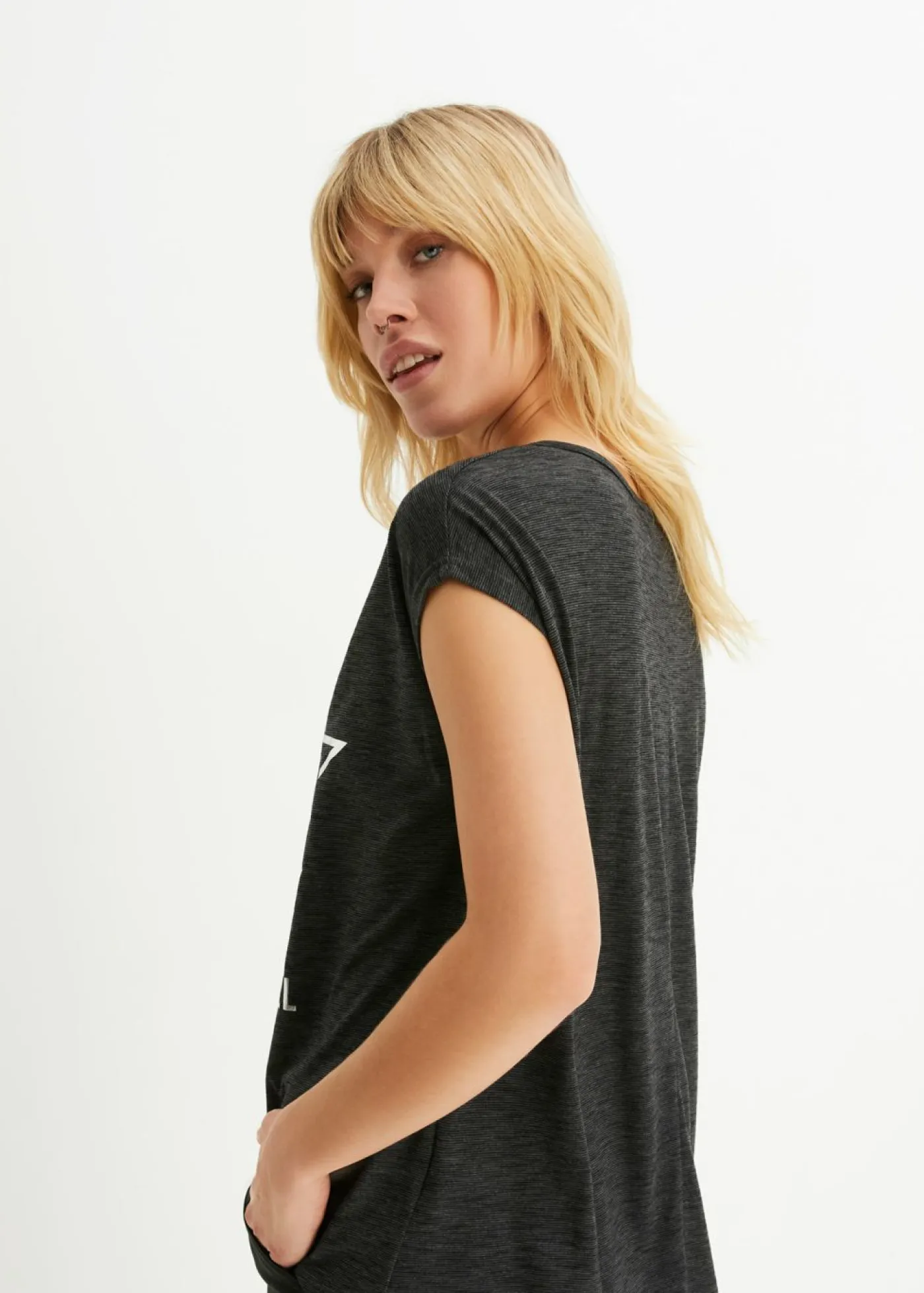 New Camiseta larga de suave mezcla de viscosa Mujer Camisetas