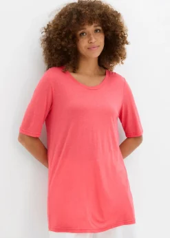 Hot Camiseta larga de viscosa suave Mujer Básicos|Camisetas