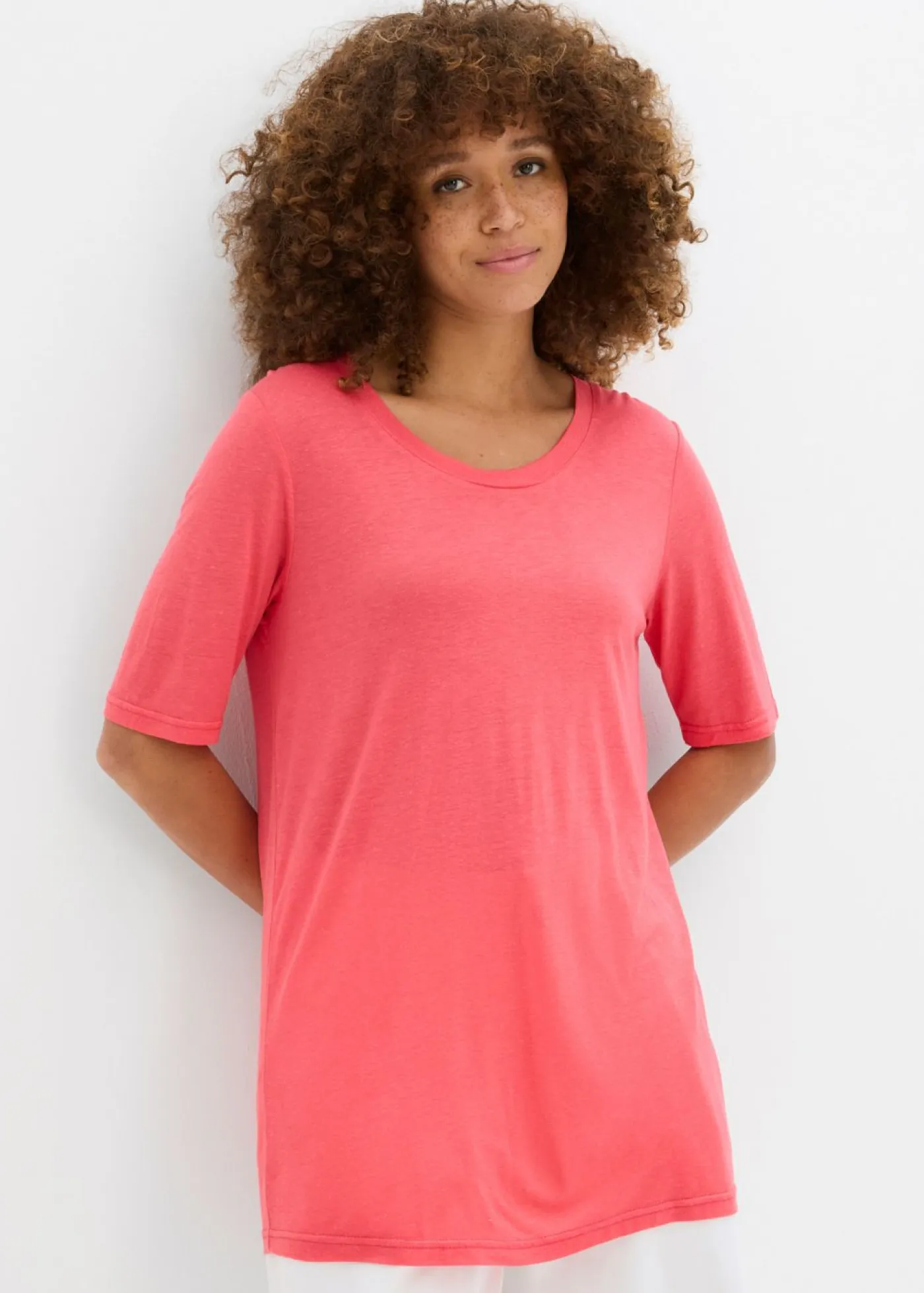 Hot Camiseta larga de viscosa suave Mujer Básicos|Camisetas