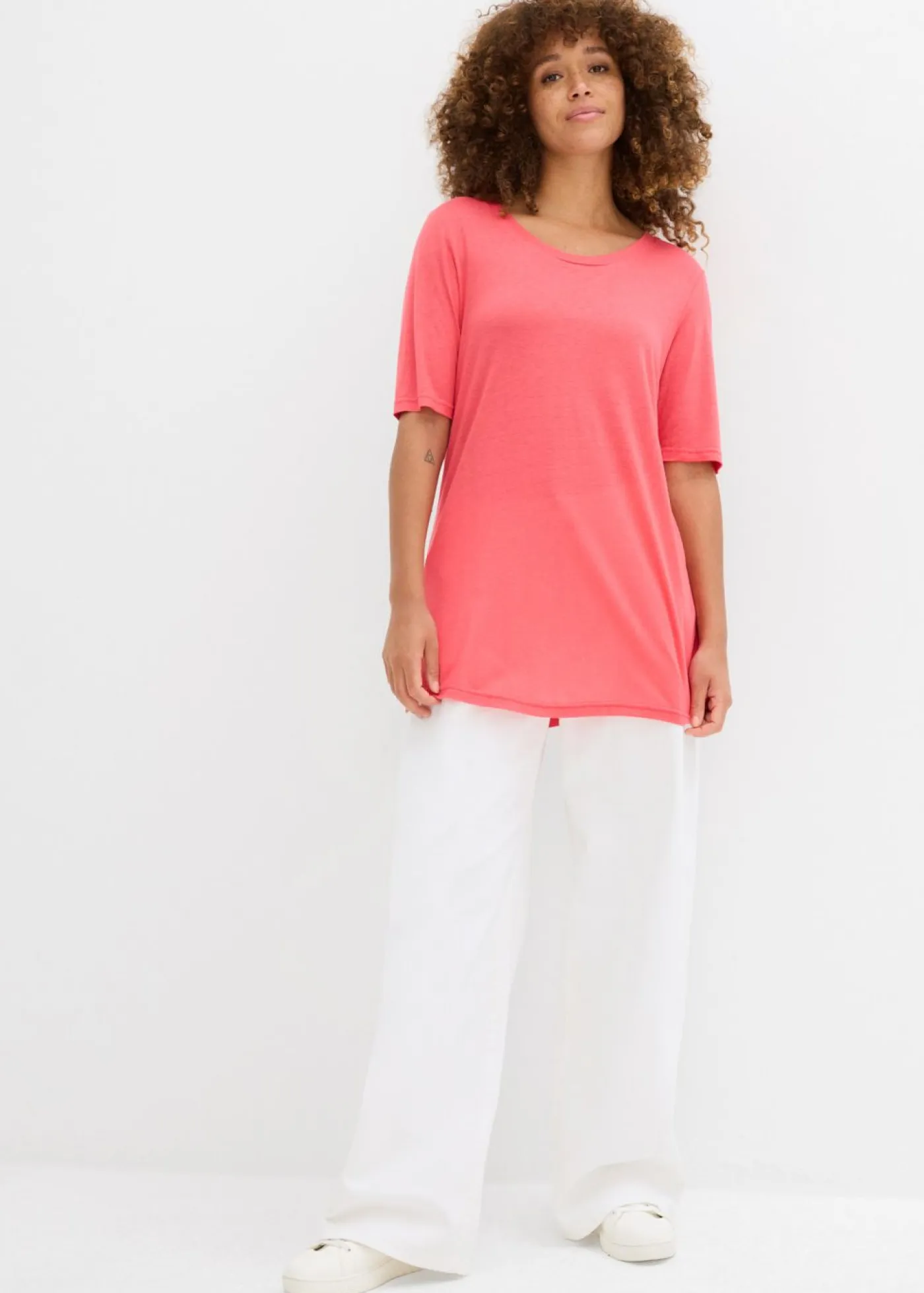 Hot Camiseta larga de viscosa suave Mujer Básicos|Camisetas