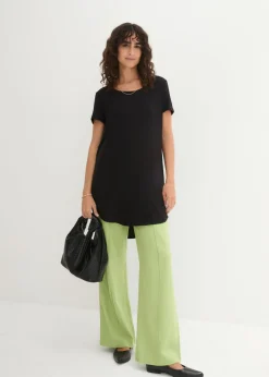 Camiseta larga de viscosa suave Mujer Básicos|Camisetas