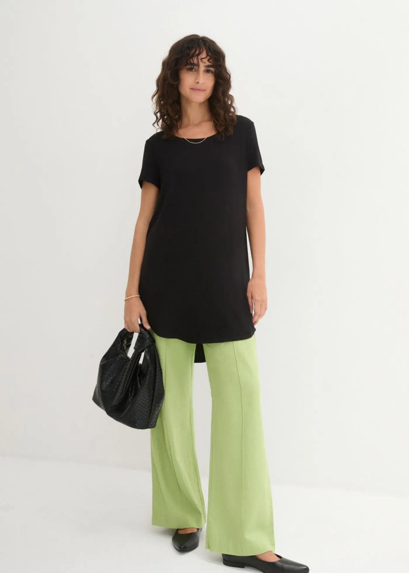 Camiseta larga de viscosa suave Mujer Básicos|Camisetas