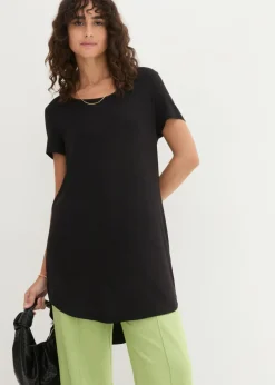 Camiseta larga de viscosa suave Mujer Básicos|Camisetas