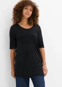 Outlet Camiseta larga de viscosa suave Mujer Básicos|Camisetas