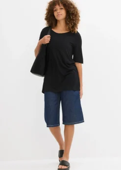 Outlet Camiseta larga de viscosa suave Mujer Básicos|Camisetas