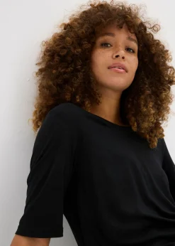 Outlet Camiseta larga de viscosa suave Mujer Básicos|Camisetas