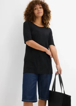 Outlet Camiseta larga de viscosa suave Mujer Básicos|Camisetas