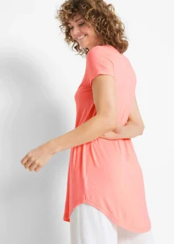 Outlet Camiseta larga de viscosa suave Mujer Básicos|Camisetas