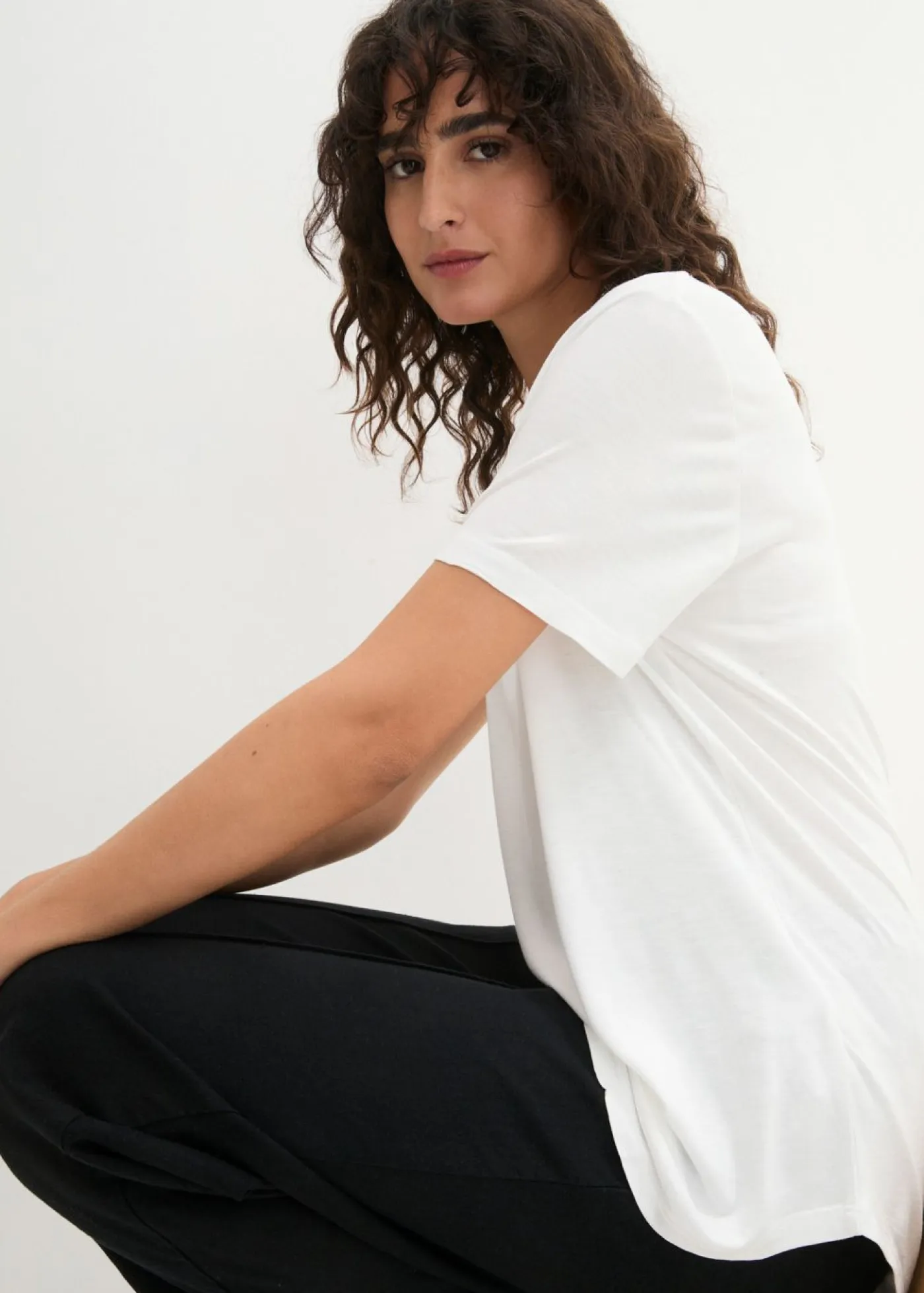 Best Camiseta larga de viscosa suave Mujer Básicos|Camisetas