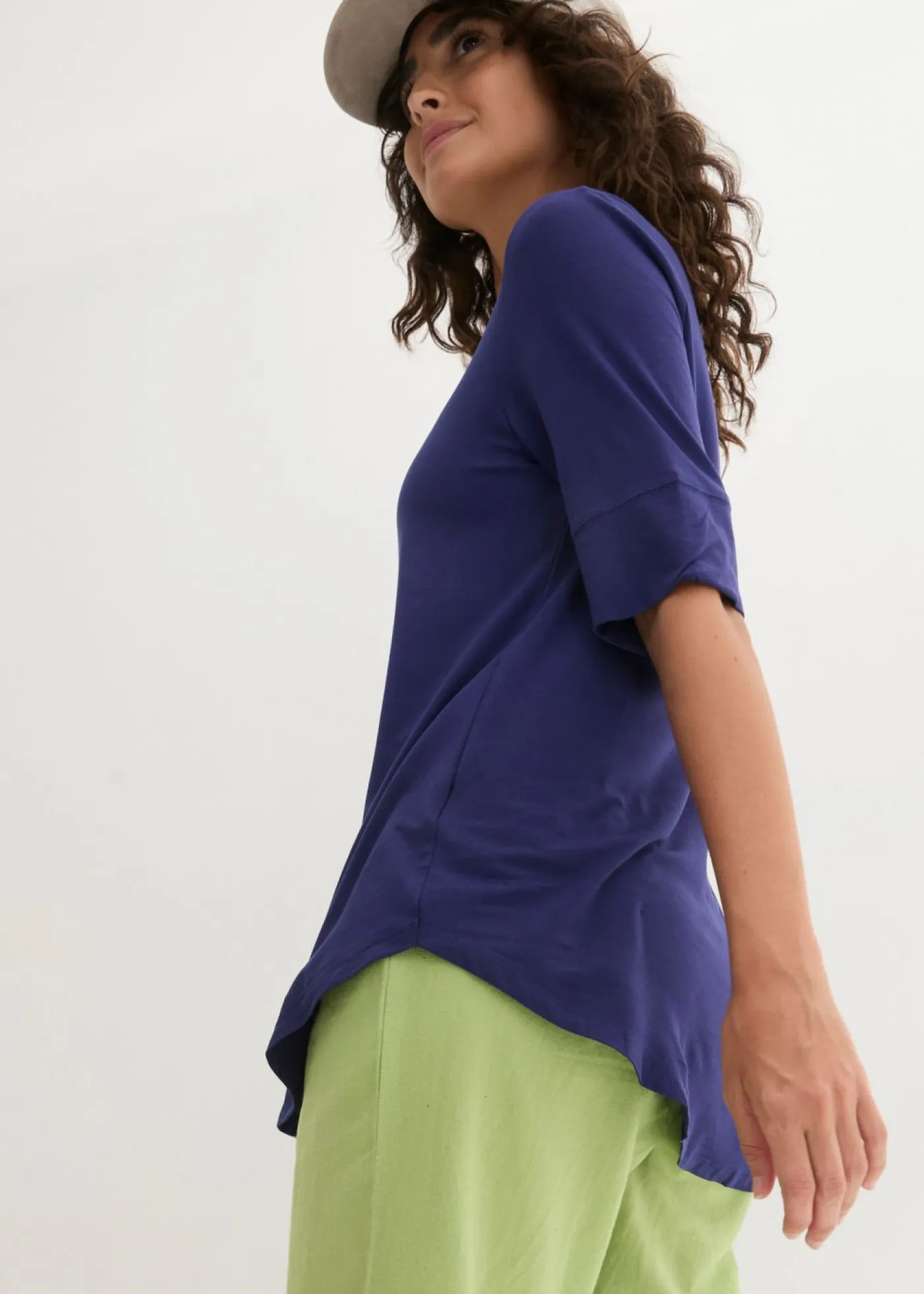 Hot Camiseta larga de viscosa suave Mujer Básicos|Camisetas