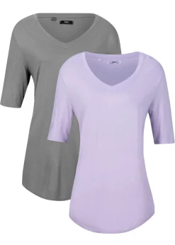 Best Camiseta larga de viscosa suave (2 unidades) Mujer Básicos|Camisetas
