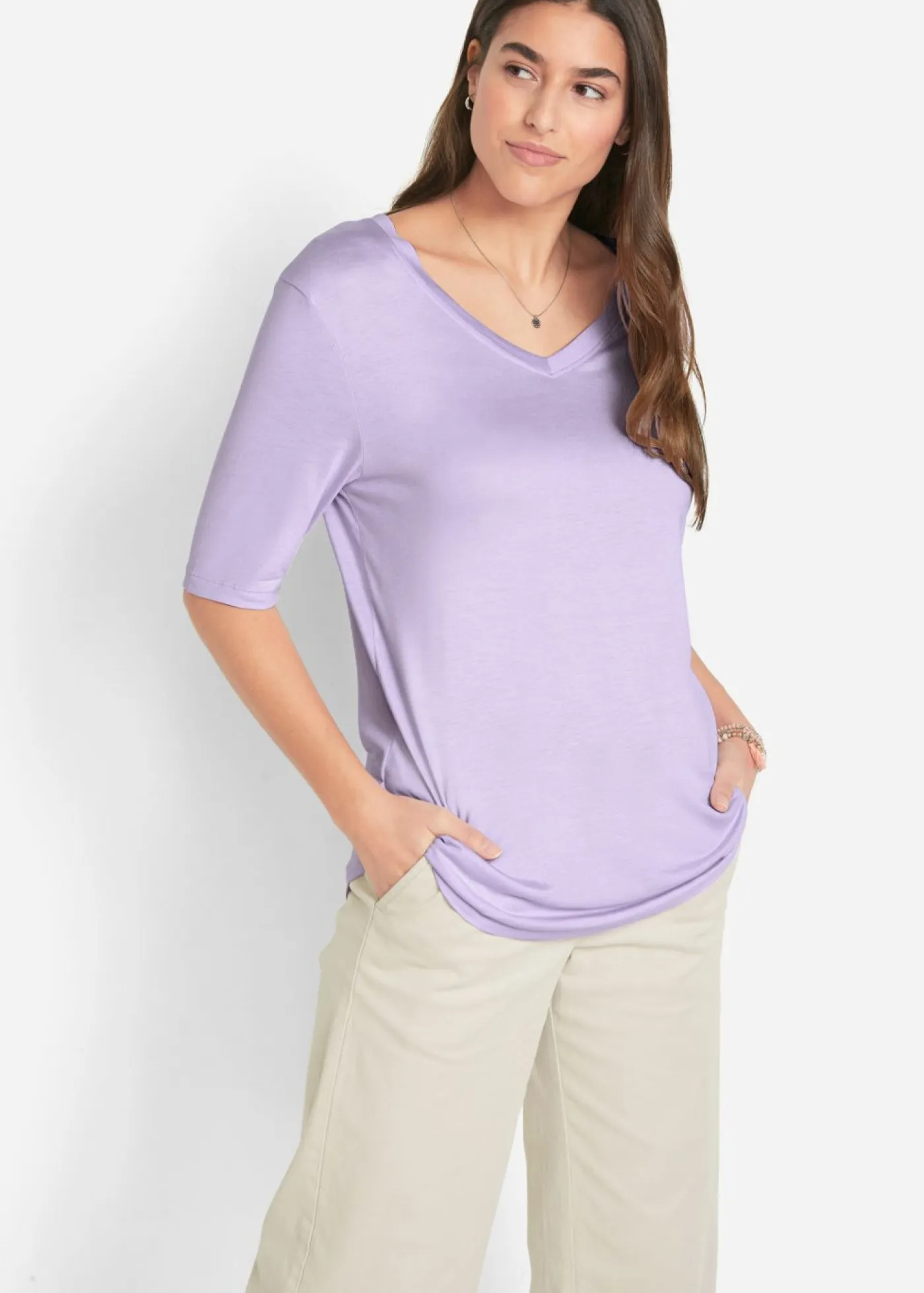 Best Camiseta larga de viscosa suave (2 unidades) Mujer Básicos|Camisetas