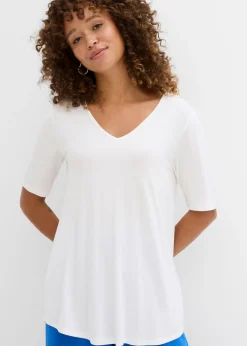 Clearance Camiseta larga de viscosa suave Mujer Básicos|Camisetas