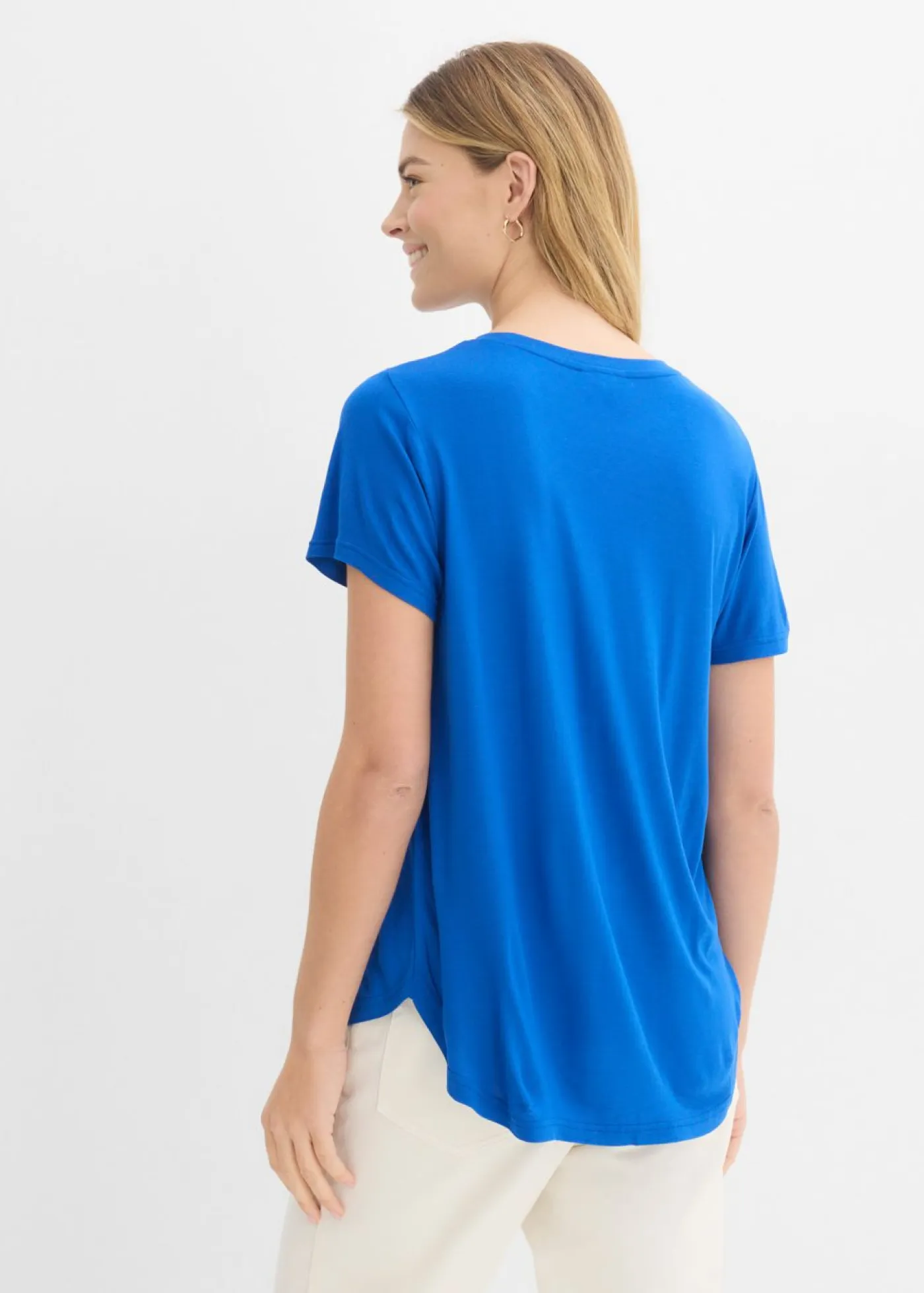Online Camiseta larga de viscosa suave Mujer Básicos|Camisetas