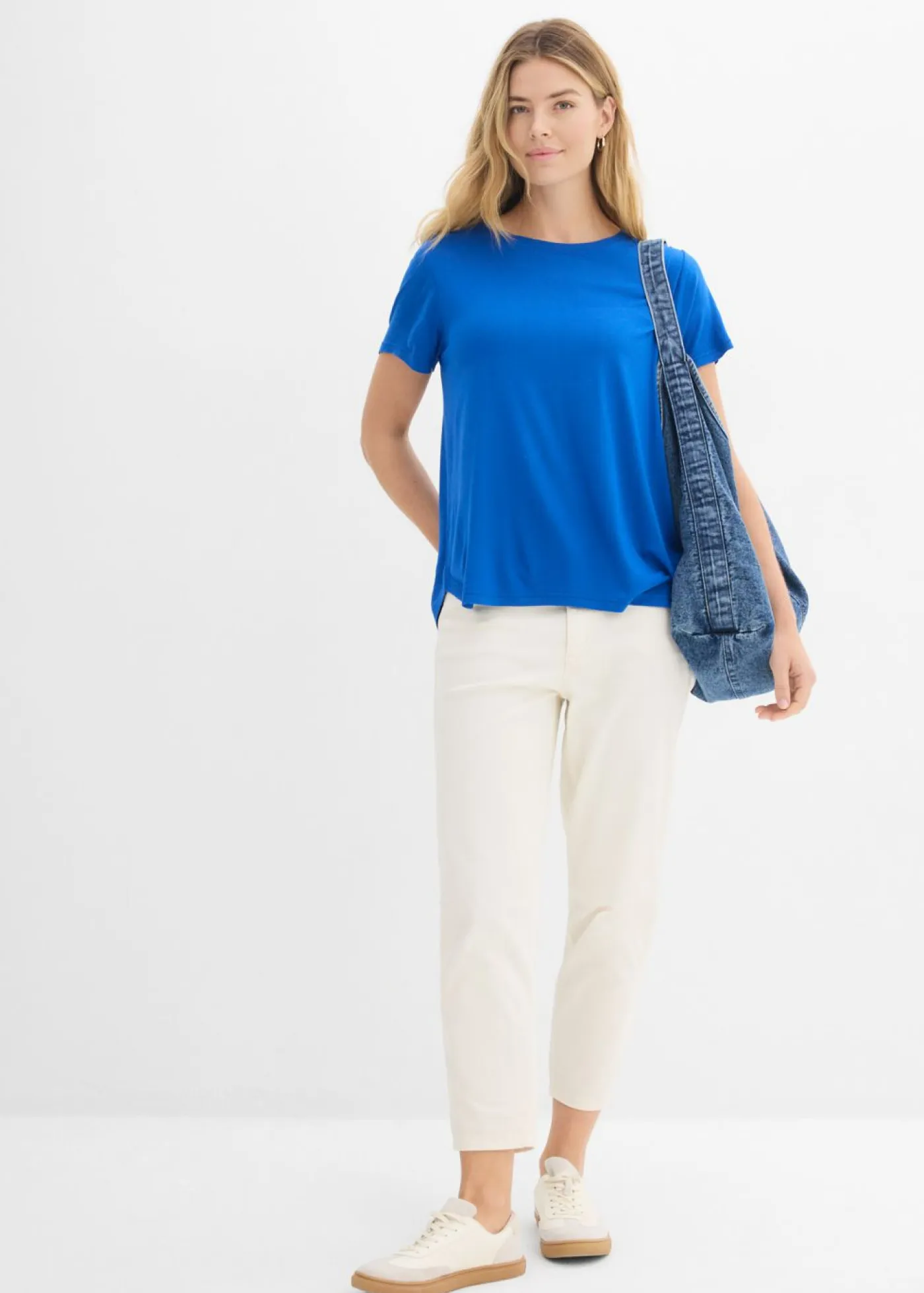 Online Camiseta larga de viscosa suave Mujer Básicos|Camisetas