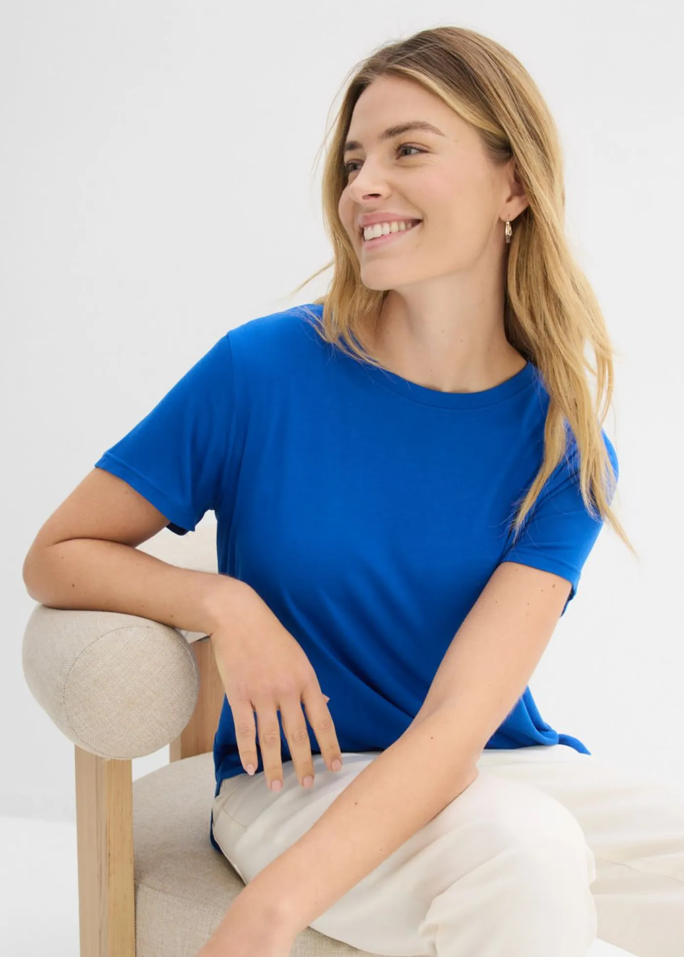 Online Camiseta larga de viscosa suave Mujer Básicos|Camisetas