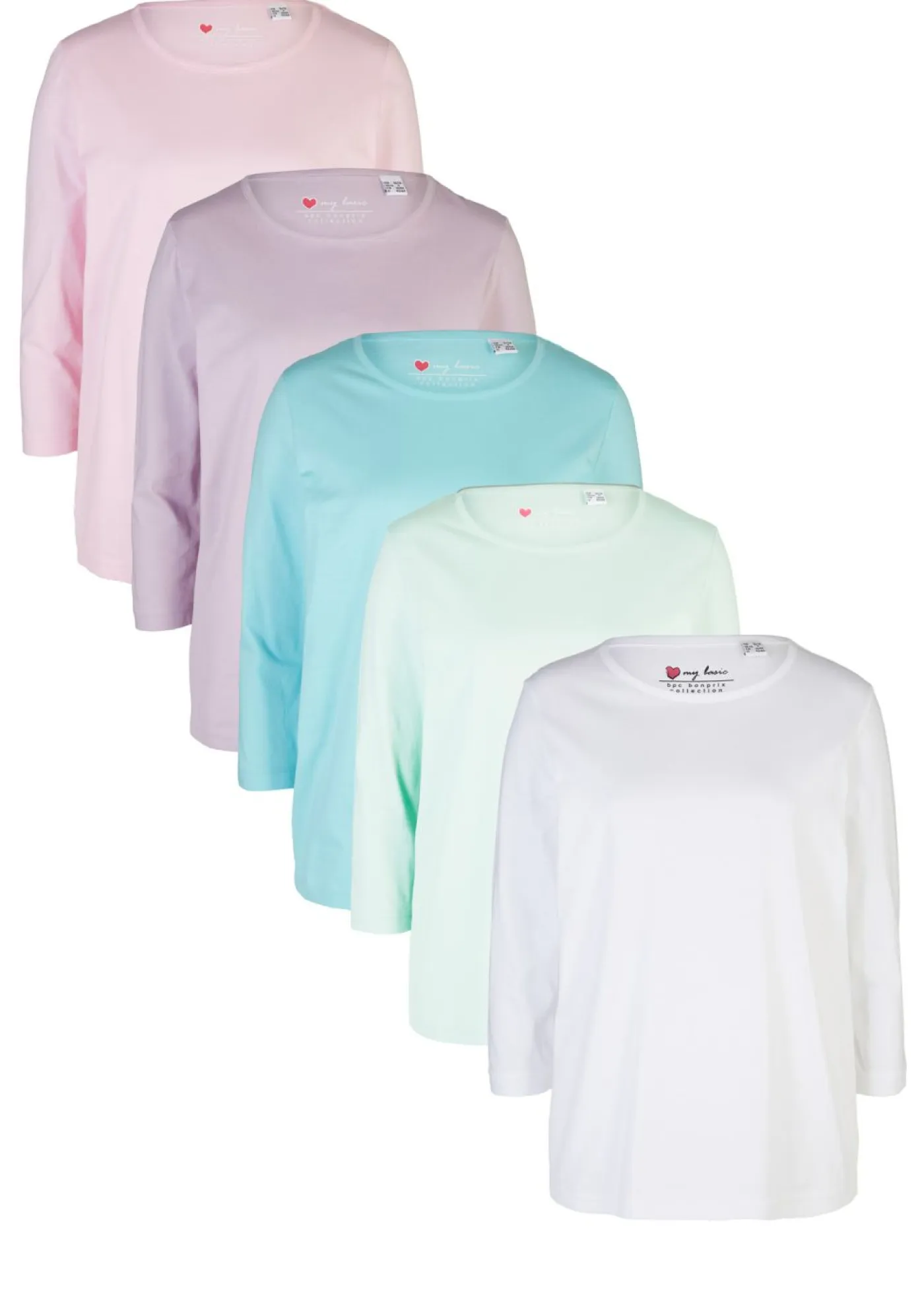 Hot Camiseta larga (5 unidades) Mujer Básicos|Camisetas