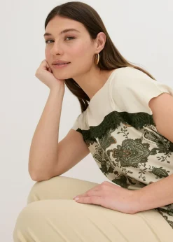 Sale Camiseta oversize con cinta de encaje Mujer Camisetas