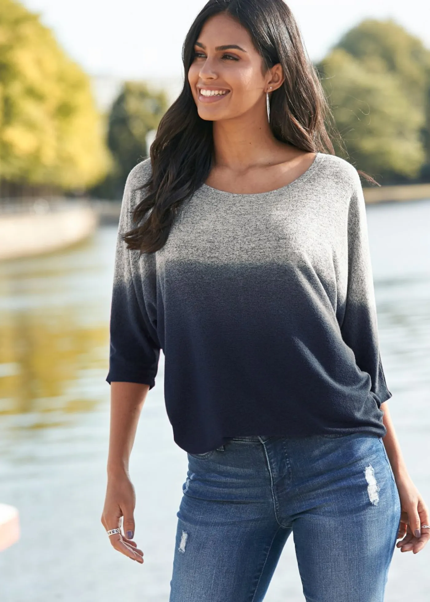 Outlet Camiseta oversize con transición de colores Mujer Camisetas