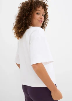 Hot Camiseta oversize, corta, de algodón orgánico puro y pesado Mujer Básicos|Camisetas