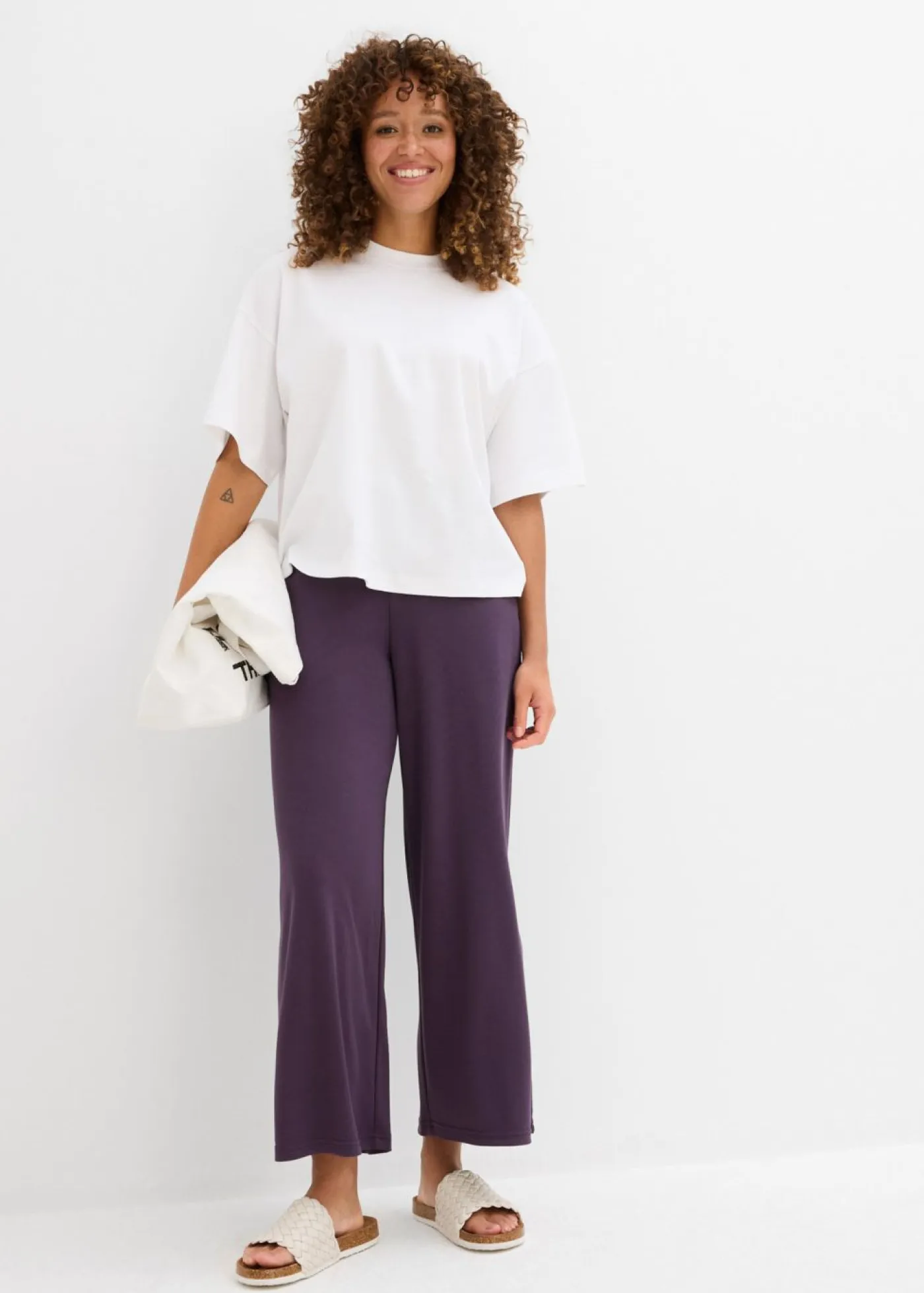 Hot Camiseta oversize, corta, de algodón orgánico puro y pesado Mujer Básicos|Camisetas