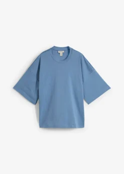Clearance Camiseta oversize, corta, de algodón orgánico puro y pesado Mujer Básicos|Camisetas