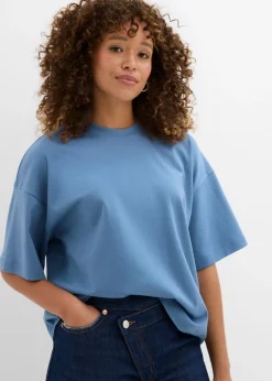 Clearance Camiseta oversize, corta, de algodón orgánico puro y pesado Mujer Básicos|Camisetas
