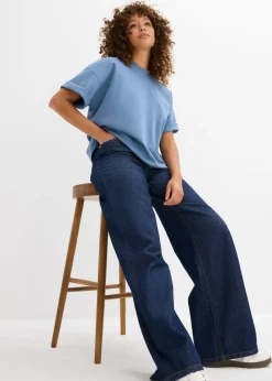 Clearance Camiseta oversize, corta, de algodón orgánico puro y pesado Mujer Básicos|Camisetas